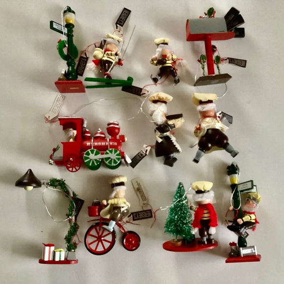 Lot of Kurt Adler 11 Hershey’s Wooden Elf Ornaments - Picture 4 of 8